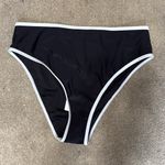 Cupshe  Black White Trim High Rise Bikini Swim Bottoms Size L Photo 2