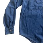 Talbots size M 70s Vintage dark wash denim button down shirt w/ plaid pockets Photo 1