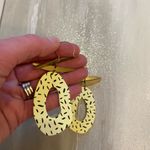 Abstract Gold Tone and Patterned Disc Drop Dangling Earrings for Pierced Ears Photo 2