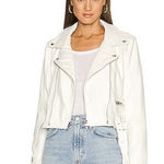 BLANK NYC White Leather Jacket Moto  Floral Faux Photo 0