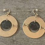 Universal Threads Universal Thread Brass Tone Statement Dangle Earrings w/ Dark Blue Stone Photo 0