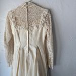 Vtg 60s Lace Victorian Wedding Dress High Neck Long Sleeve‎ Pearl Trim Size 2 XS Photo 5