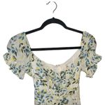 Hello Molly Double Text yellow green multi leaf Ruffle milkmaid Mini dress sz L Photo 10