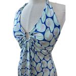Lotty B. Mustique Blue Shell Print Halter Maxi Dress 100% Silk Small Resortwear Photo 2