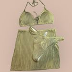 SheIn Striped Green Bikini, and Skirt Set Photo 12