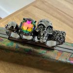 Alexander McQueen $3200 Metallic Oil Slick Leather Knuckle Ring Duster Clutch Photo 2