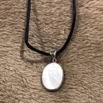 JACK JUDITH Silk Necklace & Marcasite Embellished Silver Mother of Pearl Pendant Photo 2