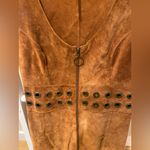 Free People - Brown Suede Leather Eyelet Zip Dress - Size 4 Photo 4