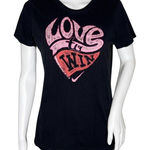 Nike Shirt Women Large Black Pink Slim Fit Tee Love Casual Basic Athleisure Photo 0