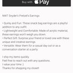 Handmade Snyders Pretzels Pieces Bag Whimsical Earrings (New) Photo 1