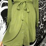 a.n.a Belted Long Sleeve Shirt Dress Green Oversized Utility Size Extra Small Photo 3
