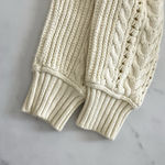 J.Crew  Aran Sweater Cable Knit V-Neck Pullover Cream XS tennis prep Scandi Chic Photo 7