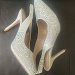 Lauren Lorraine Rachel Silver Shimmer Pointed Toe Embellished Slingback Pumps Photo 8