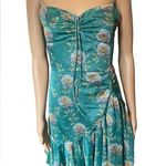 Lena Green Yellow Shimmer Cottagecore Boho Western Floral Layered Mini Dress Size L Photo 0