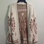 New In Cozy Cream and Brown Geometric Boho western Sweater Photo 0