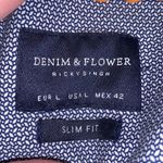 Denim & Flower  Ricky Singh navy button down blouse slim fit large Photo 7