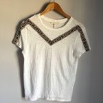 Maje  Toblo Embroidered-trim Linen T-shirt In Ecru medium Photo 2