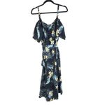 Bloomchic Floral Cold Shoulder Pocket Ruffle Belted High Low Hem Dress Black 10 Photo 3