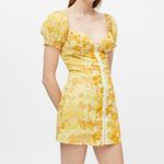 Urban Outfitters  Britney Yellow Floral Puffy Short Sleeve Smock Mini‎ Dress Sz M Photo 0