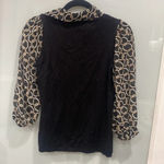 Max edition  Women's Black Print Layered Blouse Sheer Long SleeveTop Sz M Photo 3