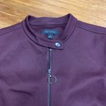 Ann Taylor Burgundy Ruffle Hem Moto Jacket Full Zip Womens Size 8 Fall Casual Photo 1