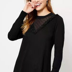 Ann Taylor LOFT Black Polka Dot Mesh Ruffles Long Sleeve Midi Sweater Dress Sz M Photo 0