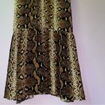 River Island Size 12 Snake Print Maxi Dress Brown Double V Ruffle Sundress Photo 2