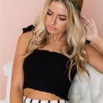 Gabriela Black Smocked Bodice Tie Strap Crop Top Size M Photo 1