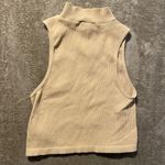 ZARA  Tank Top Women's XS Ribbed Mock Neck Tan Soft Fitted Shirt Sleeveless Photo 2