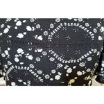 Free People  Black White Floral Print Boho Dress Size 2 Ruffle Bell Sleeve Photo 4