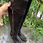 Ivanka Trump  Black Suede Buckles Knee High Stretchy Back Boots 9 Photo 5