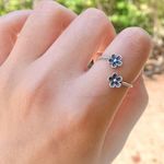 Daisy ring flower ring silver ring sterling silver ring adjustable ring cute ring dainty daisy flow Photo 0