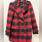 Mackage  Wool & Leather Plaid Checkered Red and Black Coat medium Photo 1