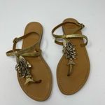 Aerin golden peddle leather t strap sandals with fish scale gem designs 6.5 Photo 7