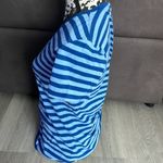 Anne Klein AK SPORT Blue Striped V-Neck T-Shirt Size Large Photo 2
