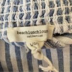 Beach Lunch Lounge Florencia Blue White Misty Lines Wide Leg Linen Pants Large Photo 4