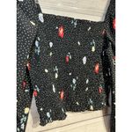 Abercrombie & Fitch Cocktail Crop Top Floral Womens Size S Puffed Blue Polka Smocked Navy Prairie AF Photo 3