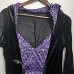 Spirit  M/L Magic Velvet Black n Purple Spooky Hooded Maxi Gown Photo 2