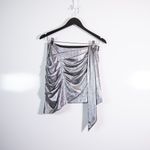 Retrofete Luna Ruched Draped Detail Mini Party Cocktail Skirt Metallic Gunmetal Photo 0