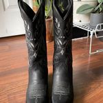 Black Real Leather Cowgirl Boots Size 7 Photo 1