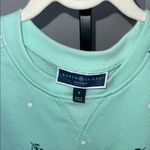 Karen Scott Mint Sweatshirt with Blue‎ Floral Design Photo 1