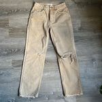Free People  We The Free Dakota Straight Leg Jeans Tan Distressed Denim Photo 2
