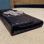 None Black Woven Wallet with large Fleur-de-Lis Accent Photo 7