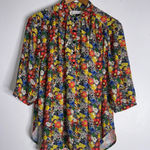 Rebecca Minkoff  Small Floral 1/4 Button Down 3/4 Sleeve Blouse CP‎ Photo 0