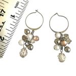 Silver tone dangling bead hoop earrings Photo 3