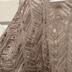 Hayden  Los Angeles Boho Open Cardigan Sweater‎ Large Crochet Dusty Pink Fringe Photo 2