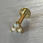 Anthropologie 18K/925 Micro Mini Opal Lotus Screw Back Stacked Earring Photo 0