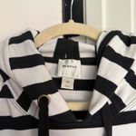 Maeve  Anthropologie Boxy Striped Short-Sleeve Hoodie black white Photo 3