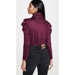 Enza Costa Small Long Sleeve Turtleneck Burgundy Puff Shoulder Ruched Fall Basic Red Photo 1