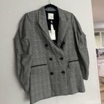 Joie  Tomika gray plaid oversized scrunched sleeve boyfriend blazer 2 . Photo 2